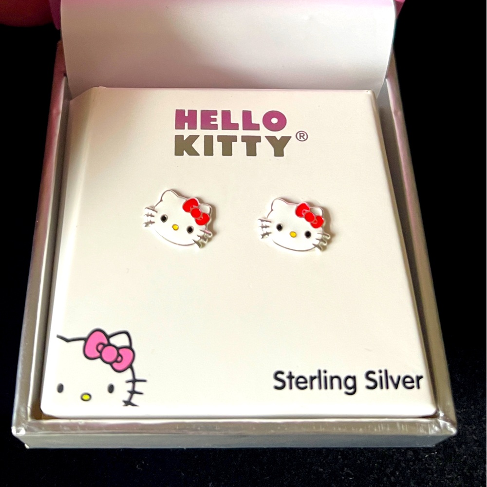 NIB hello Kitty earrings studs sterling silver new Sanrio y2k anime